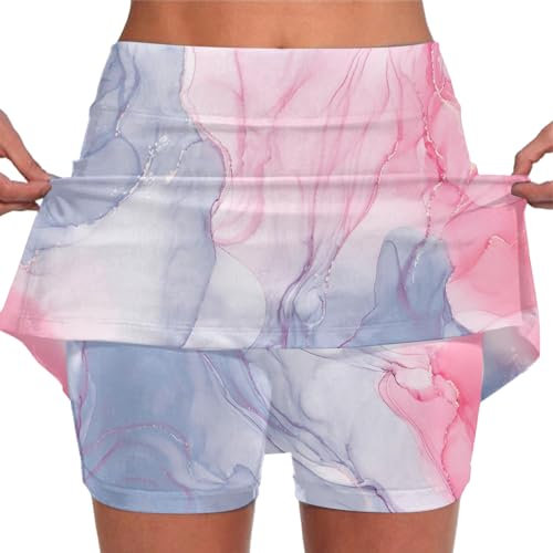 Generisch Einfarbiger Yoga-Trainingsrock für Damen mit mittlerer Taille und Wandtattoo Star (Pink, M)