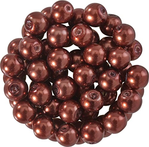 PRACHT Glaswachsperlen 6 mm 55 Stk Glasperlen Schmuck Basteln Schokobraun