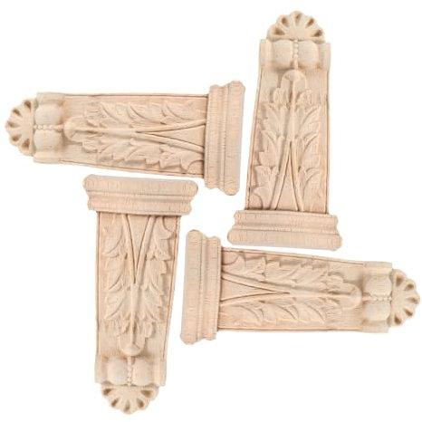 HEMOTON 4stücke Holzapplikationen Für Möbel Verzierungen Aus Holz Für Schrank Tür Und Kamin Elegante Geschnitzte Ecken Im Europäischen Stil