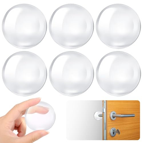 6 PCS Door Stoppers Wall Protector, Reusable Door Knob Wall Protector Round Soft Silicone Shield Cushion Shock Absorbent Doors Bumpers Doors Handle Stopper