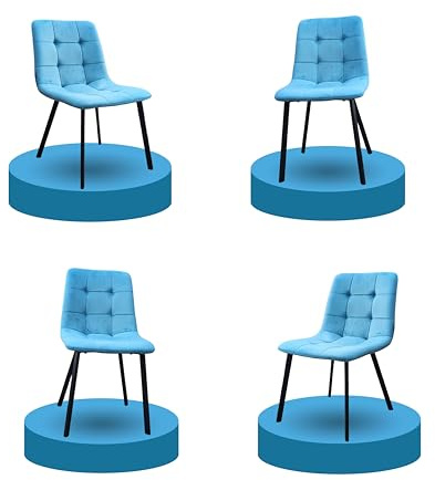 IE INTERIOR EMPORIUM Luxury Velvet Dining Chairs – Set of 2/4 Ava Design with Sturdy Metal Legs – Elegant Dining Chairs for Kitchen & Dining Room (4, Teel)