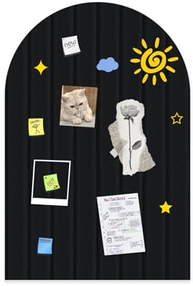 Faltbare kork pinnwand 60x40 cm, 0.9cm dicke Filzfliesen, Pinnwand Kinderzimmer mit Klebstoff Klettverschluss, Dekorationsbrett für Bilder Notizen, Runde Ränder Wandpaneele für Wohnzimmer - Schwarz