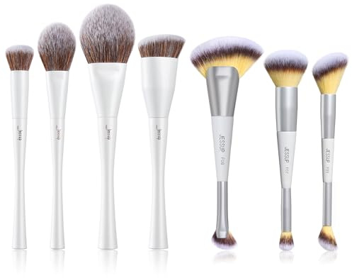 Jessup Pinceaux Maquillages 4pcs Pinceaux Visage et 3pcs Pinceaux Maquillages Visage Double Embout