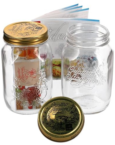 2er Set Einmachglas Original Quattro Stagioni 1,0L incl. Bormioli Rezeptheft