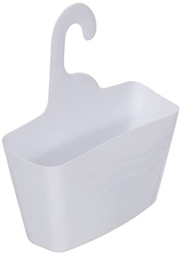 Douceur d'Intérieur - Cestino per doccia, da appendere, in plastica, 9.50 x 25.60 x 24.00 cm, Bianco