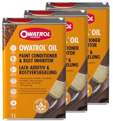 OWATROL® Rostschutz Öl 3x [1L] - Für Metalle, Kunststoff, Glas, Holz, Farben & Lacke-Rostumwandler mit Grundierung Auto-Rostschutzgrundierung-Rostumwandler Kfz-Rust Converter-Grundierung Metall