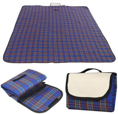 garden mile groß kompakt wasserdicht 150cm x 115cm Tartan Picknickdecke Haustier Decke maschinenwaschbar Festival, Camping, Auto Decke ideal Reise Teppich - Blau