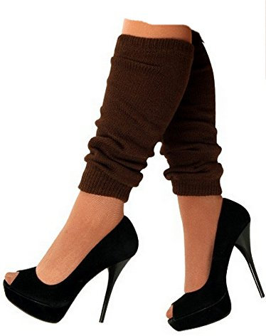 krautwear Damen Beinwärmer Stulpen Legwarmers Overknees gestrickte Strümpfe 80er Jahre 1980er Jahre, 1xbraun, Einheitsgröße