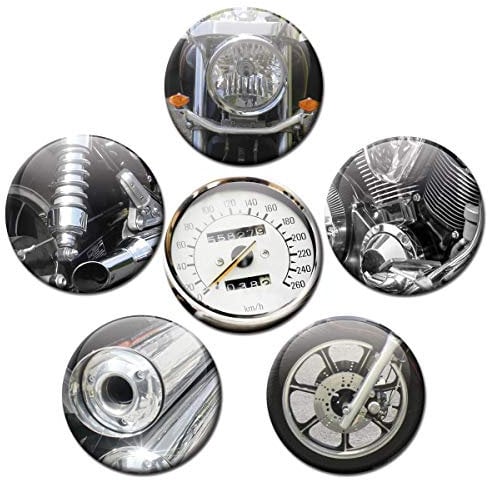 Magnete für Glasmagnettafel Motorrad Teile extra stark 6er Deko Geschenk Set Chopper Parts lustig für Männer Jungs Biker groß 50mm rund
