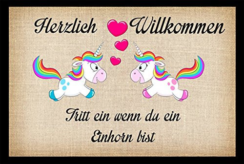 Crealuxe Fussmatte Tritt EIN wenn du EIN Einhorn bist - Fussmatte Bedruckt Türmatte Innenmatte Schmutzmatte lustige Motivfussmatte