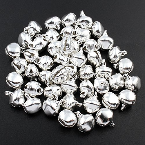 Perlin 200 Glöckchen Glocken Schellen 10mm mit Öse Rund Silber Farbe Basteln Metallglöckchen, Mini Anhänger M556 x2