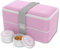 Umami Bento Lunch Box, Couverts & 2 Pots à Sauce Inclus, Boîte à Lunch Étanche, Lunchbox Adulte, Micro-Ondable Boîte Repas Compartimentée, Rose Kawaii, 1200 ml