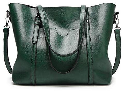 AINUOEY Damen Taschen Handtasche Frauen Elegant Tasche Henkeltasche Vintage PU-Leder 76612 1-teilig set Grün