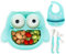 brunoko Assiette ventouse pour bébé - Set de vaisselle pour bébé (assiette rose + bavoir + cuillère) - Vaisselle sûre pour lave-vaisselle et micro-ondes - Assiette pratique et fonctionnelle.