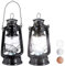 Relaxdays 2 x Sturmlaterne LED, Retro Sturmlampe als Fensterdeko oder elektrische Gartenlaterne, batteriebetrieben, schwarz