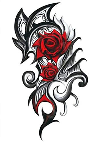 EROSPA® Tattoo-Bogen temporär/Sticker - Rosen - Wasserfest - 15 x 21 cm