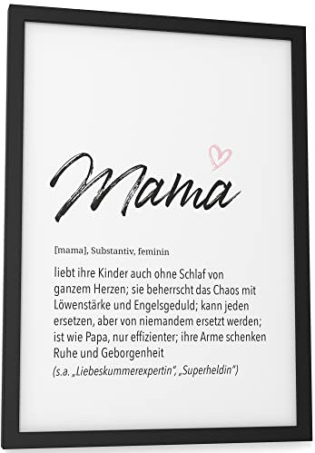 Papierschmiede® Herz Definition: Mama, DIN A4 (ca. 21x30 cm), Muttertag Poster Geschenk für Wohnzimmer, Küche, Geschenke für Mama, Wandbild Mama Bild Muttertagsgeschenk - ohne Rahmen