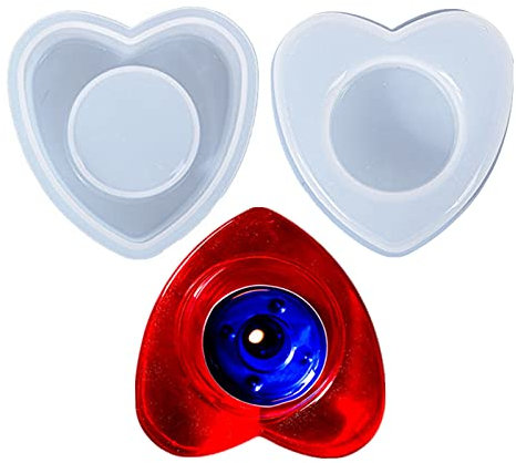 Silikon Kerzenhalter Formen, 2 Stück herzförmige Epoxidharz Formen für Kerzenständer, Teelicht Votiv, Schmuck Aufbewahrungsbox, Aschenbecher, Heimtextilien…