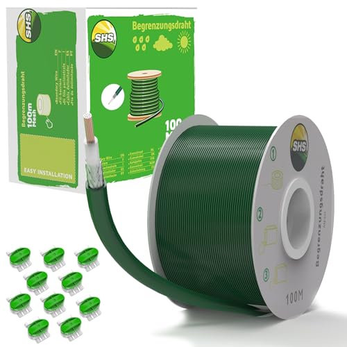 100m MESH Begrenzungskabel + 10 Kabelverbinder für Mähroboter Rasenmäher Rasenroboter Zubehör SET Begrenzungsdraht für Suchkabel - kompatibel mit GARDENA/BOSCH/HUSQVARNA/WORX/HONDA/ROBOMOW/iMow