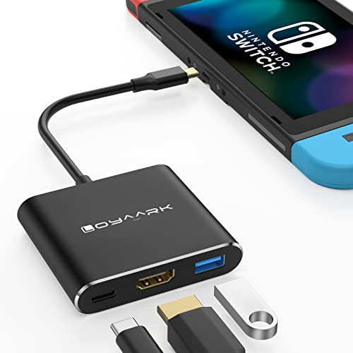 Loya Ark USB C Hub Multiport Adapter 4K HDMI 1080p, Portable Type C Docking Station for Nintendo Switch, Samsung Dex Mode, MacBook, iPad, USB-C Digital AV Multiport Adapter with USB 3.0, PD Charging