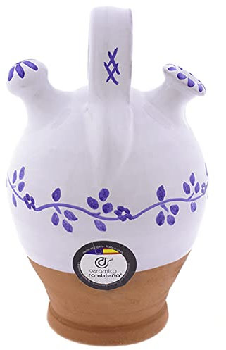 CERÁMICA RAMBLEÑA | Cruche d'argile | Cruche pour enfants | Cruche originale | Pichet décoratif | Cruche Modèle D03 | 100% fait main | 0.4 litre | Écho
