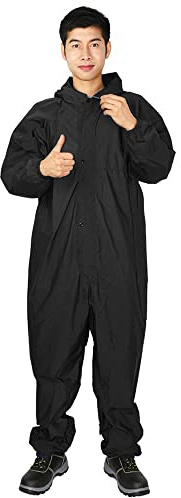 Guiran Waterproof Oilproof Dustproof Coveralls Isolation Farming Raincoats Polished Workwear, Hooded Coveralls, Chemical Resistant Jumpsuits for Industrial, Biohazard and DIY Applications, Reusable