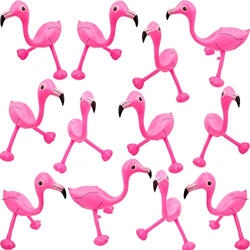Cotiny 12 Pieces Inflatable Pink Flamingo Pool Party favors Water Float Toys for Swimming Hawaiian Party Supplies Summer Holiday Beach Carnival Favors