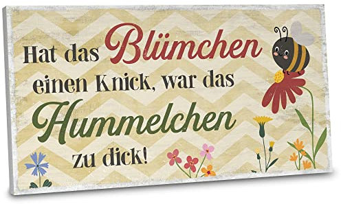 ARTFAVES® Gartenschild - Hat das Blümchen einen Knick | Shabby Chic Vintage Gartendeko, Schild mit Spruch zum Thema Garten/Hobbygärtner | Größe: 30 x 15 cm