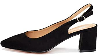 Rio Fiore Scarpe con Tacco, Décolleté, Nero Velour, 6 cm Tacco Largo, Slingback, Ecopelle Scamosciata, Cinturino sul Retro, Scarpe comode con Tacco Basso, 565-080-3-1 (Black Microfiber, 41 EU)