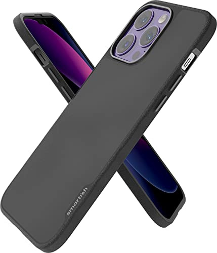 Smartish iPhone 14 Pro Max Slim Case - Gripmunk Compatible with MagSafe [Lightweight + Protective] Thin Grip Cover with Microfiber Lining - Black Tie Affair