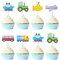 Gyufise 32Pcs Transportation Cupcake Toppers Car Truck Train Airplane Ship Party Cake Toppers Picks for Kids Birthday Baby Shower Party Decorations Supplies