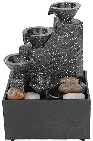 Natudeco Springbrunnen-Ornament Desktop-Wasserbrunnen USB-Ornament Steingarten-Wasserbrunnen Home Decor Ornament Crafts for Indoor Home Office Table Decoration