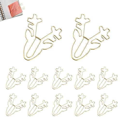 50Pcs Kleine Gold-Papierklammern Nette Hirsch Tier-Papierklammern Metallklammern für Dateien Papier Spaß Papierklammern Lesezeichen Planer Clips Papierklammer Halter Kühle Papierklammern