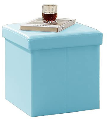 Zedelmaier Sitzhocker mit Stauraum, Fußbank Truhen Aufbewahrungsbox faltbar belastbar bis 300 kg, Leinen, 38 x 38 x 38 cm (Dunkelgrau)