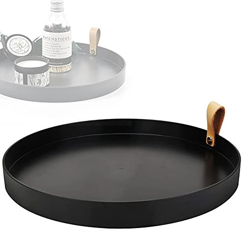 Bandeja Decorativa Redonda, Bandeja Redonda Negra, Bandeja de Baño Redonda, para Guardar Llaves, Accesorios, Productos para el Cuidado de la Piel