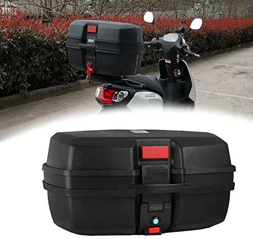 Wnanch 47L Top Case Motorradkoffer, Heck Koffer, Fahrradbox Motorrad Roller Rollerkoffer Topcase Koffer Passend Für 2 Helme Topcase (Color : Schwarz)
