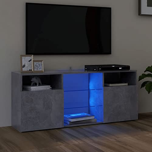 Chusui Meuble TV Table Television Buffet Armoire Basse Centre de Divertissement Meuble de Salon Maison Intérieur Meuble TV avec lumières LED Gris béton 120x30x50 cm