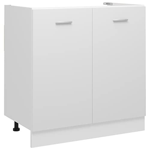 INLIFE Spülenunterschrank Weiß 80x46x81,5 cm Holzwerkstoff,Weiß,22KG,801196