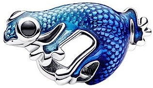 Lkwidi Donna Ciondolo- Geco blu metallizzato Argento 925 Colgantes con Zirconia cubica per Charm Bracciale