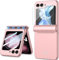 SOUTEM Custodia per Samsung Galaxy Z Flip 5 Integrata Proteggi Schermo Esterno e Cerniera Magnetica, Ultra Sottile Resistente Antiurto Antigraffio Cover Protettiva per Samsung Z Flip 5 5G(Rosa)