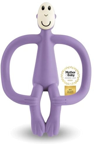 Matchstick Monkey - Beißring Affe Original - Baby Zahnungshilfe - weiche Noppen massieren wundes Zahnfleisch - Silikon BPA-frei - Greifling für Zahnen - ab 3 Monaten - lila