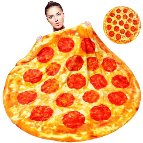 BinZ Pizza-Decke 2.0 doppelseitig für Erwachsene und Kinder, riesige lustige Lebensmittel-Überwurfdecke, Neuheit, runde Taco-Decke, warme, weiche Tortilla-Decke (80)