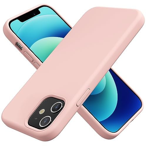 TAXXOE Silicone Case Compatible with iPhone 12 Case/12 pro case Soft Ultra Slim Protective Shockproof Liquid Silicone Phone Case,Anti-Scratch Microfiber Lining, 6.1 Light Pink