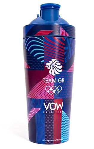VOW Nutrition Bottiglia Shaker in acciaio ufficiale Team GB da 740 ml per proteine in polvere e altri integratori (multicolore)
