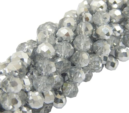 120 cuentas de cristal checas de Bohemia de 4 mm, perlas checas de cristal con circonita tallada, 1 hebra (cristal plateado)