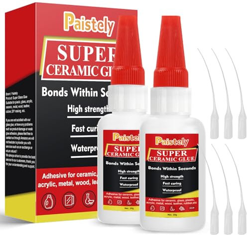 Super Ceramic Glue 2 Pack, Waterproof And Heat-Resistant Ceramic Glue Repair For Pottery, Strong Glue for Ceramic Repair, Superglue For Bonding Ceramic, Plastic, Glass, Vinyl, Acrylic, Metal, Etc.