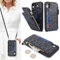 SailorTech Handyhülle für iPhone XR Etui mit Kartenfach, iPhone XR Hülle mit Verstellbarer Halskette, iPhone XR Handytasche mit Reißverschluss Geldbörse - Schwarzer Leopard