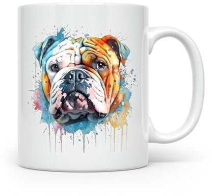 Anonymous Gifting Tazza con stampa di cane ad acquerello, bella tazza stampata lucida – Bulldog inglese