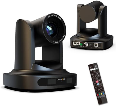 AVIDEONE PTZ Camera 20X Optical Zoom with HDMI 3G-SDI 1080P 60Fps, PoE IP Live Streaming, RS232/RS485 Control (Black)
