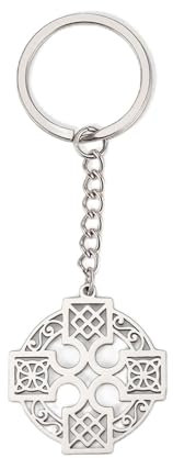 EUEAVAN Irish Celtic Keychain Witch Knot Schlüsselanhänger skandinavischen Wikinger Witchcraft Minimalist Mann Frau (Keltischer Knoten Kreuz silber)